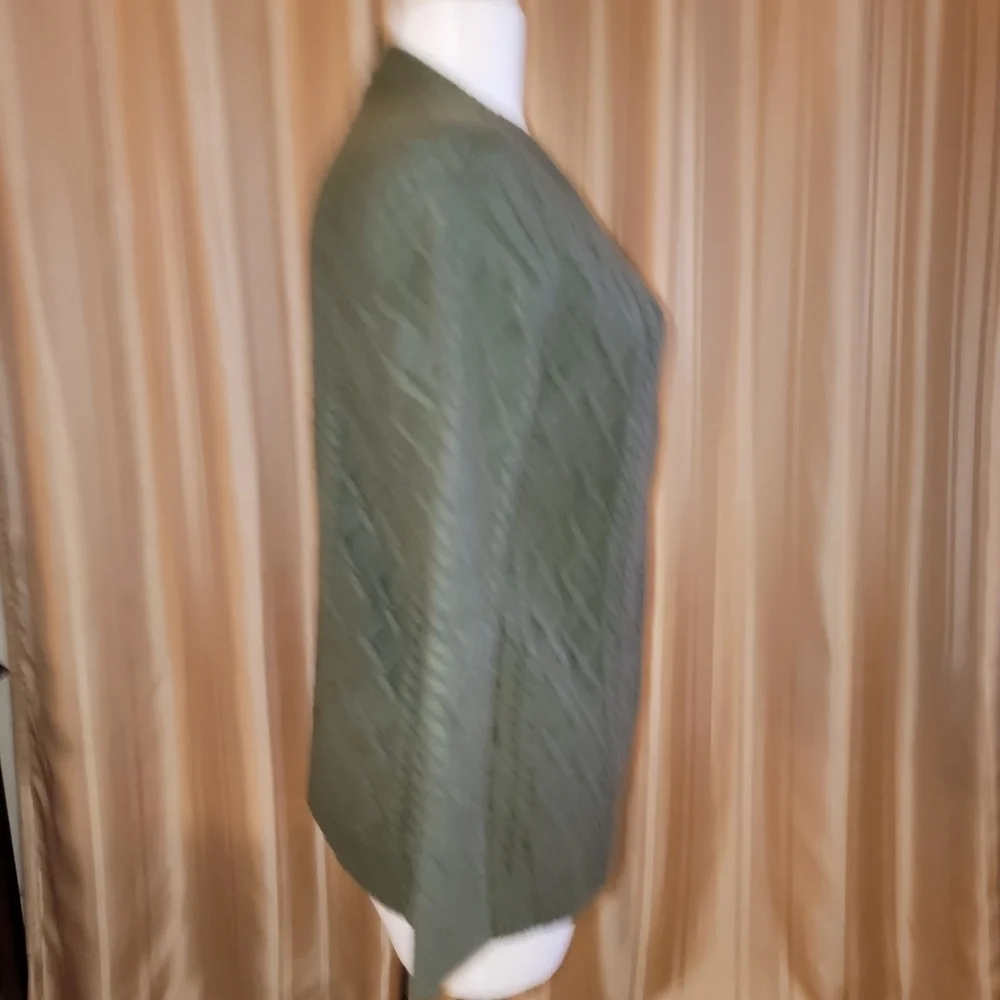 Talbots Cable Knit Cardigan Sweater Olive Green Size Medium Petite